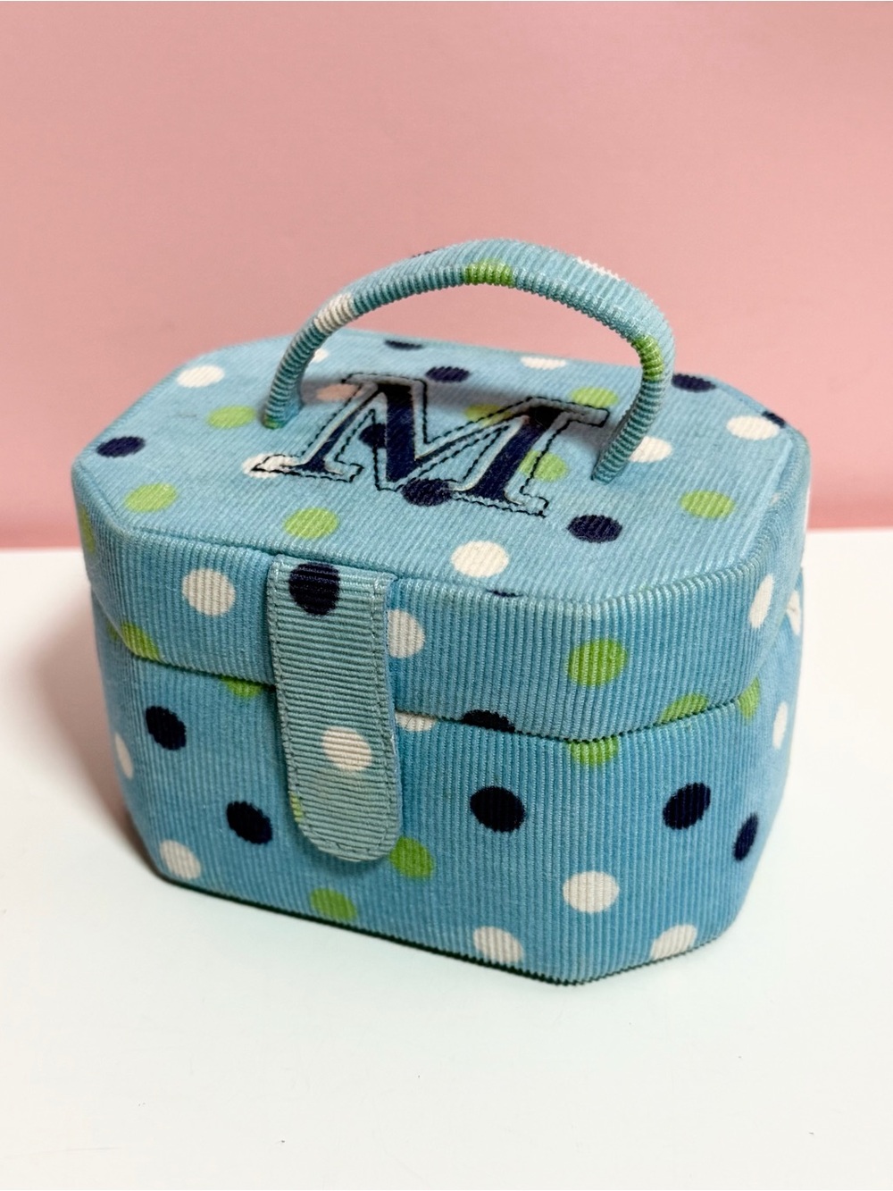Vintage y2k 2000s blue and green monogram M jewelry box